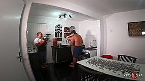 Wow, Manu Fox plays the perfect wife while getting slammed in the kitchen!