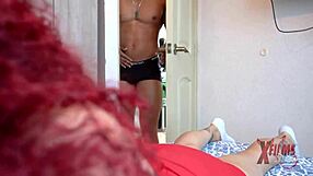 Muscular Dark-Skinned Latino Destroys Skinny Redhead Venezuelan with Deepthroat and Riding