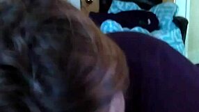 Girlfriend's blowjob contrasts with friend's watching