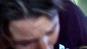 Girlfriend's blowjob contrasts with friend's watching