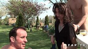 French milf slammed, fisted, and doubled in garden romp
