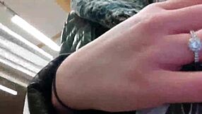 Naughty hazel flashes her natural tits while shopping outdoors in public