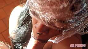 slow motion scene with african woman and saliva