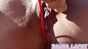 That blue star bikini shoved in her swollen pussy makes her slutty ass wink!