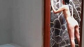 Voyeur Catches Girlfriend in Steamy Summer Shower Scene