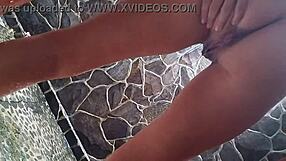 Voyeur Catches Girlfriend in Steamy Summer Shower Scene