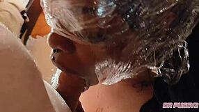 slow motion scene with african woman and saliva