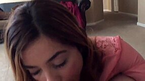 she gives bj and takes cum in mouth