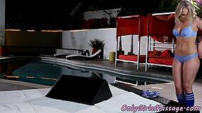 in this fantasy, the big-tits masseuse seduces and licks the model in 69