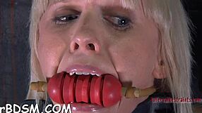 foxy beauty masturbates while bound in lingerie bondage scene