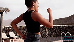 Tiny Tits Ebony Teen Model Agatha Strips for Playboy in Hot Reveal