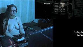 naked brunette with big natural tits plays alan wake part 10