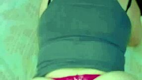 pretty shaved girl bent over in interracial scene