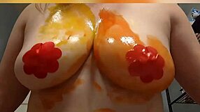 painting on my big boobies!