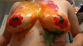 painting on my big boobies!