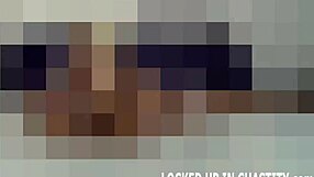 In this POV femdom scene, she binds me tightly and introduces a new chastity device for bondage play.