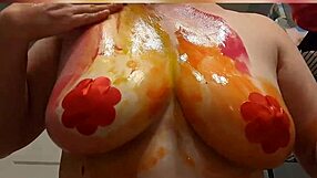 painting on my big boobies!