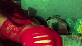 Skinny Latina In Red Or Black Lingerie With Clothes Ripped