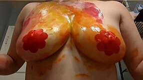 painting on my big boobies!