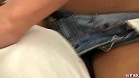 Amateur brunette babe gives a handjob