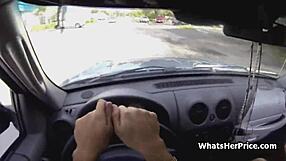 teen in glasses gives head near and inside the car