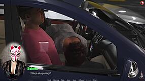 Lady boss feels intense pleasure sucking in the parking lot.