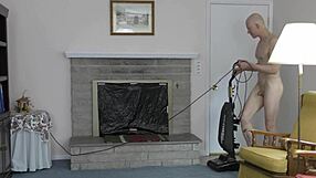 Horny Gay Nudist Cleans House