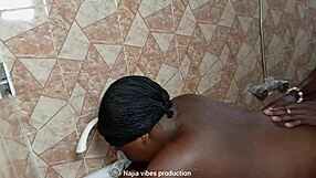 Quickie doggystyle with boss's daughter in tight bathroom space.