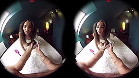 petite teen plays with toys early morning