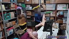 blonde amateur in police uniform gives blowjob and toy insertion