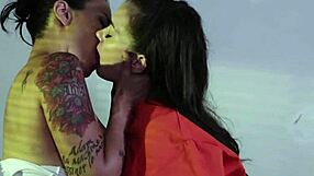 Doing a lesbian body check with Dana Vespoli and Gia Paige