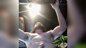 Stroking monster cock until multiple cums during workout