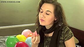 Blowing balloons and popping them while chewing bubblegum?