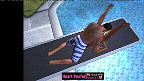 Scene taken at public swimming pool jumping board