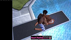 Scene taken at public swimming pool jumping board