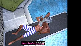 Scene taken at public swimming pool jumping board