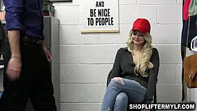 jenna fireworks willingly interacts with officer wrex in the shop to keep him calling the cops