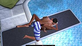 Scene taken at public swimming pool jumping board