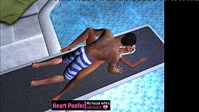 Scene taken at public swimming pool jumping board