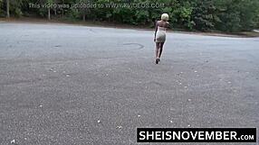 Ebony Girl Msnovember Squats, Pees Publicly In Dress And Heels