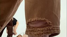 Redhead RitaFox poses erotically in a backstage photoshoot, showing her pussy and tits.