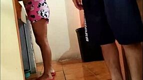 Mature woman watches stepson touch her ass