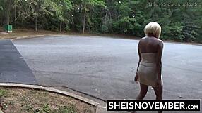 Ebony Girl Msnovember Squats, Pees Publicly In Dress And Heels