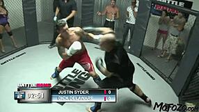 Brunette model receives a facial after the fight