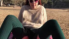 Latina couple orgasm control in park