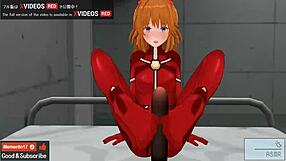 Asuka delivers intense footjob and jerk off instructions in hentai.