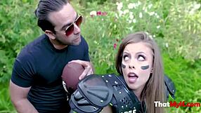 Rugby Milf Britney Amber Rides Cock Outdoors With Young Guy