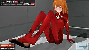 Asuka delivers intense footjob and jerk off instructions in hentai.