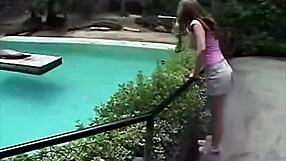 Little April intensely rubs her tits and fingers her horny pussy outdoors