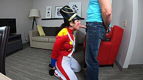 Female royal dragoon gives weirdest blowjob with choking, humiliation, and cum in mouth during roleplay